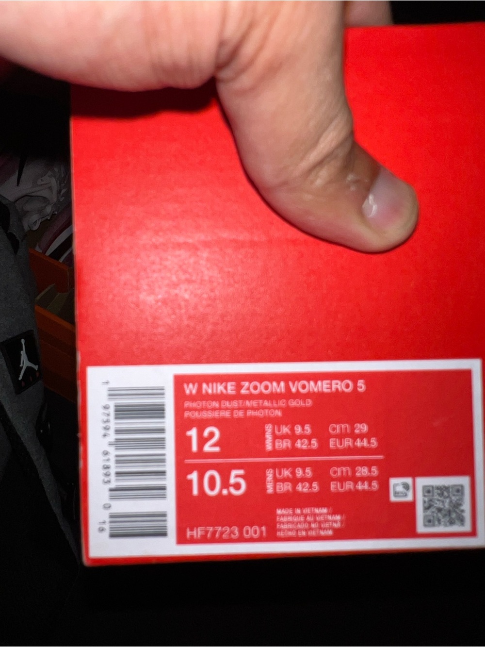 Size 12W/10.5M Nike Zoom Vomero 5 Metallic Gold Women's HF7723-001 Missing Lid! - Picture 7 of 8